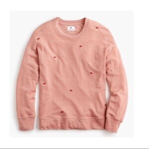 Anthropologie x Sundry Embroidered Lips Crewneck Sweatshirt – Pink – Size 1